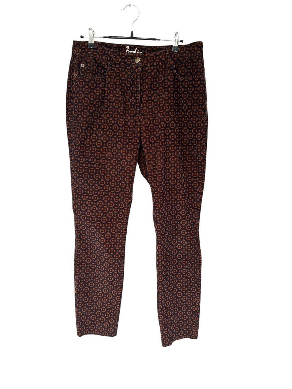Boden Corduroy Slim Crop Patterned Pants in Brown and Black - Size Women’s 8 - Picture 3 of 11